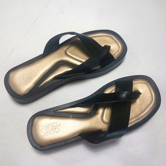 Franco Sarto Black and Gold Sandals Size 8M - Picture 13 of 14